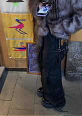 Black Leather Cargo Pant